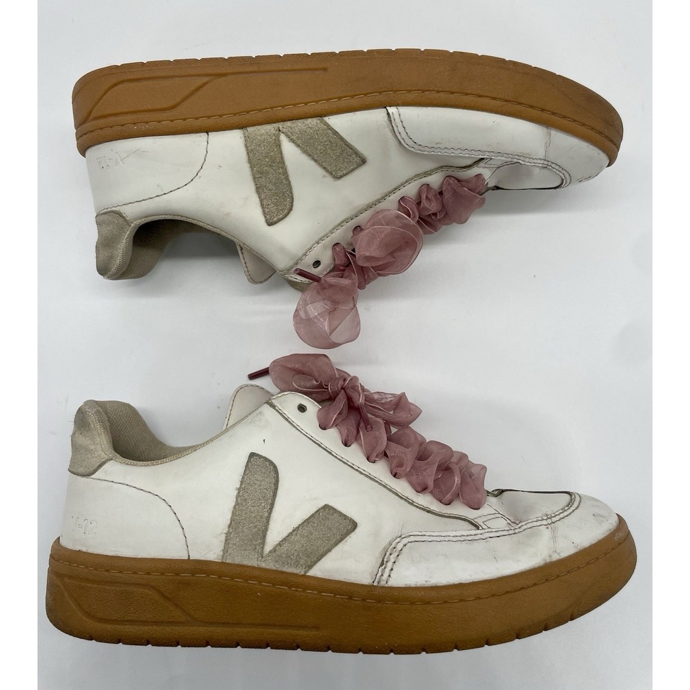Veja Campo Sneakers White and Beige Sz 38 US 7 Women's Leather Shoes Casual Low